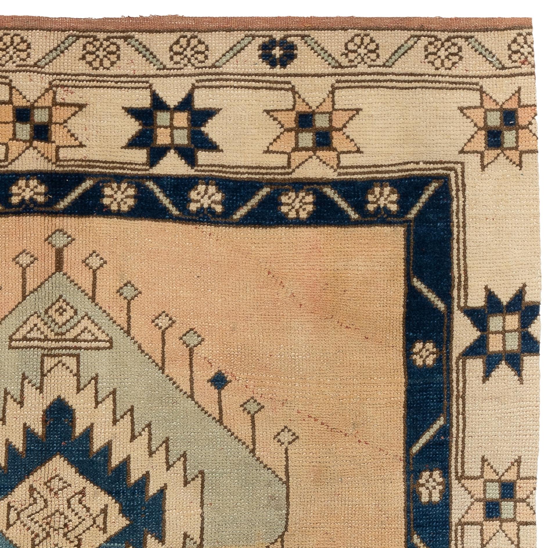 Turco Tappeto vintage fatto a mano, 100% lana, 4,7x8 piedi, unico nel suo genere in vendita