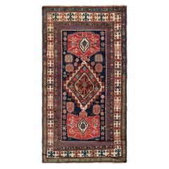 4.7x8.2 Ft Antique Caucasian Kazak Rug, in Well Preserved Original Condition