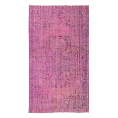 4.7x8.4 Ft Pink Vintage Rug für modernes Zuhause und Büro. Handgeknüpft in der Türkei