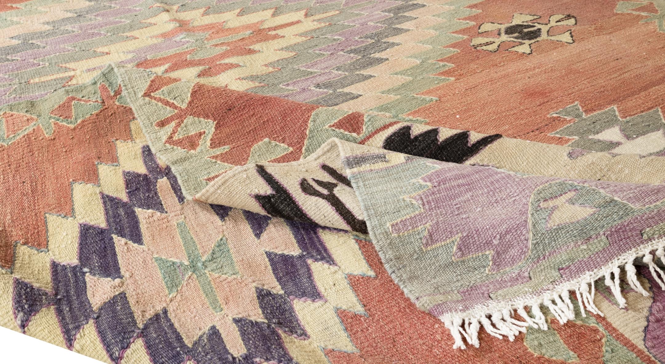 This authentic hand-woven rug made to be used by the villagers in Central Anatolia. 100% organic wool. Good condition and cleaned professionally.
Ideal for both residential and commercial interiors. 
Size: 4.7x8.7 Ft.
We can supply a suitable