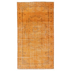 Alfombra Turca Moderna Naranja 4,7x9 Pies. Alfombra vintage hecha a mano para el salón