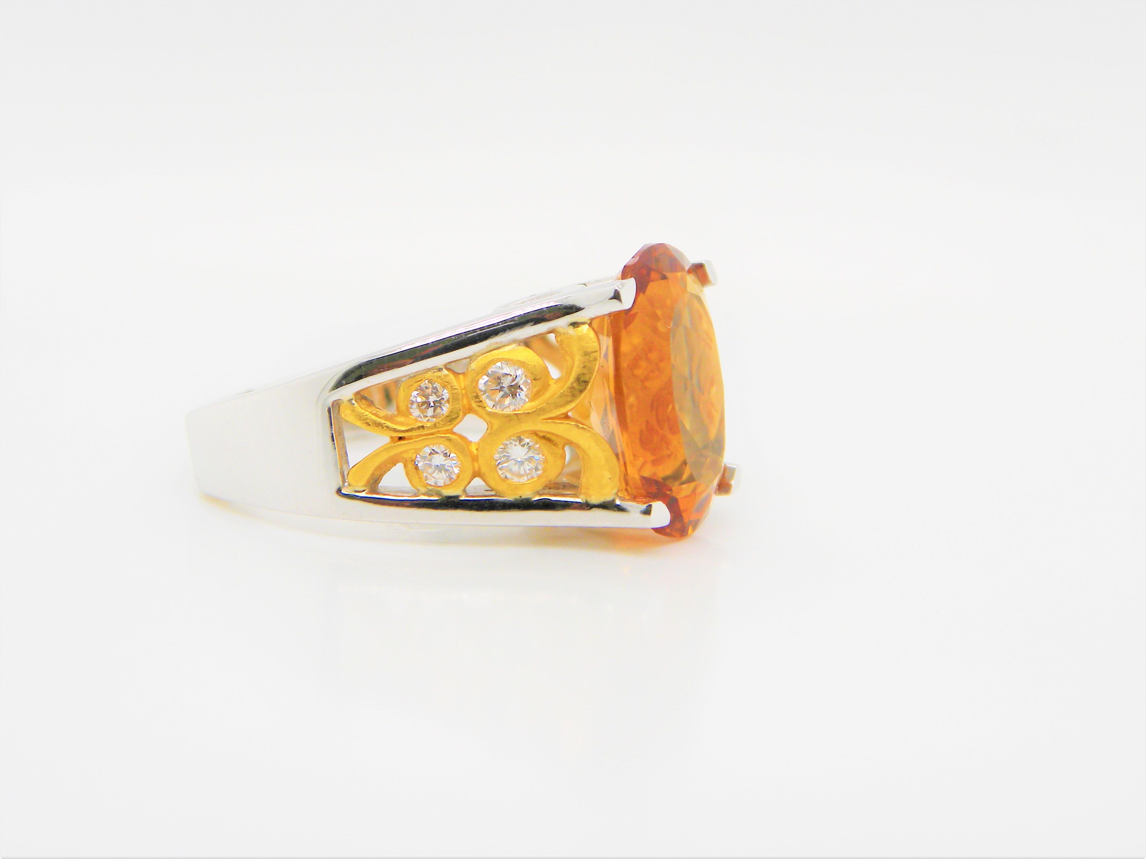 Oval Cut 4.8 Carat Citrine and Diamond Gold Cocktail Ring