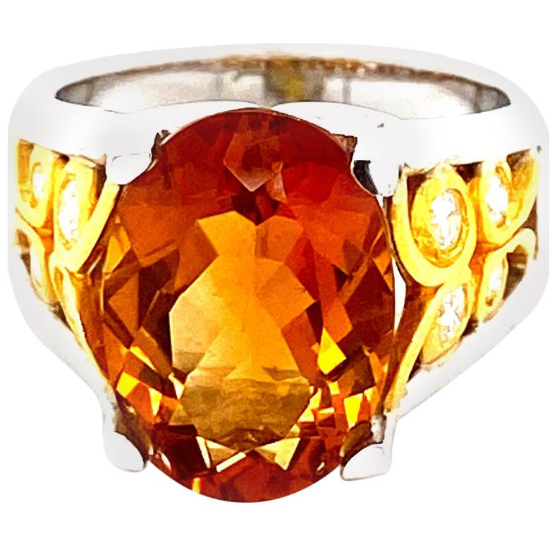 4.8 Carat Citrine and Diamond Gold Cocktail Ring