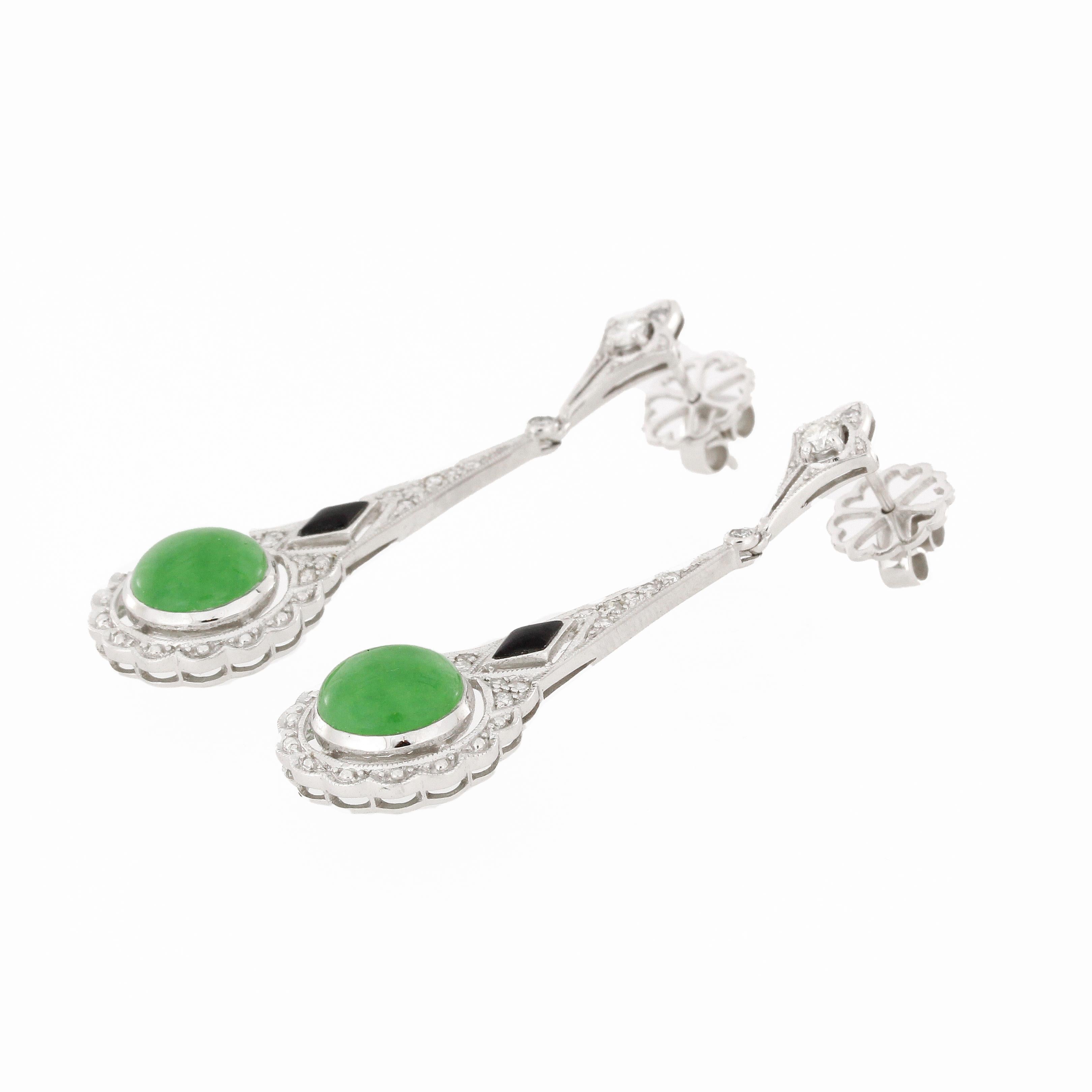 Contemporary 4.8 Carat Jade Diamond Drop Earrings For Sale