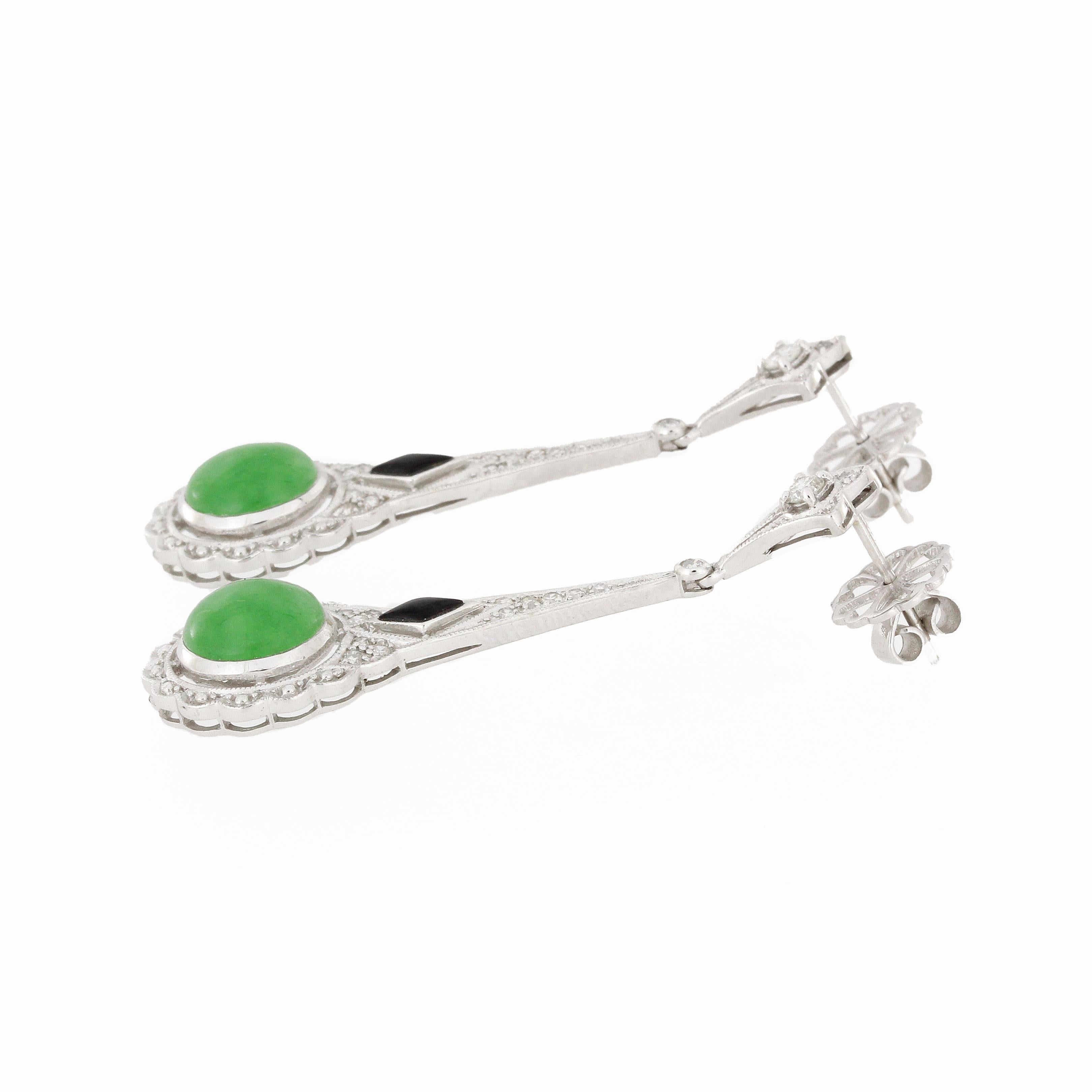 Brilliant Cut 4.8 Carat Jade Diamond Drop Earrings For Sale