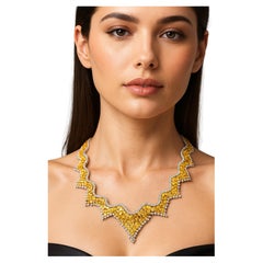 48 Carat Natural Fancy Yellow Canary Diamond Art Deco Cluster Collar Necklace