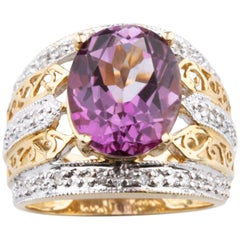 4.8 Carat Purple Topaz Solitaire Ring in Multi-Color Gold