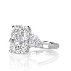 4.8 Carat Radiant Diamond Ring Brilliant White 14K White Gold Quiet Power