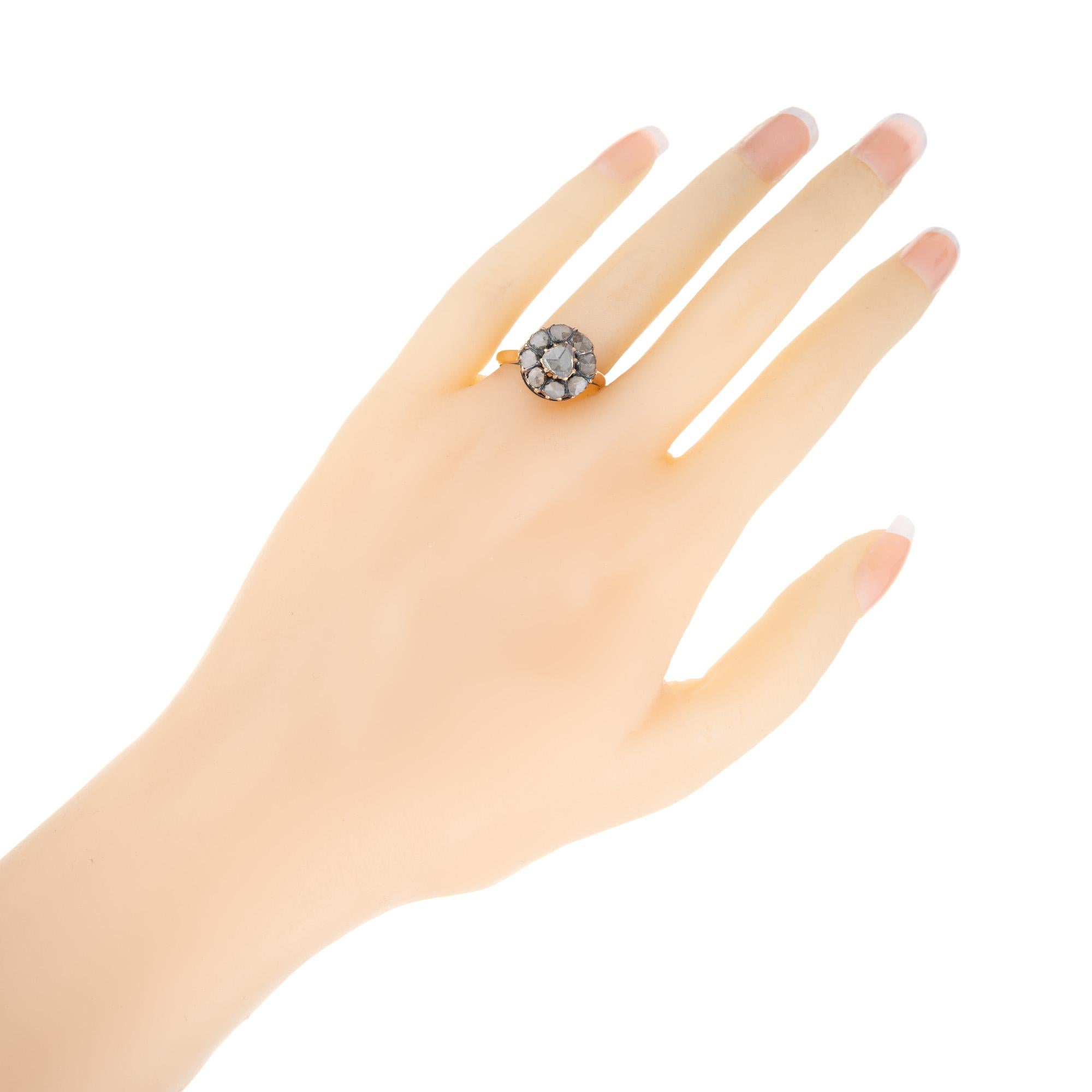 .48 Carat Rose Cut Light Brown Diamond Halo Gold Antique Engagement Ring en vente 1