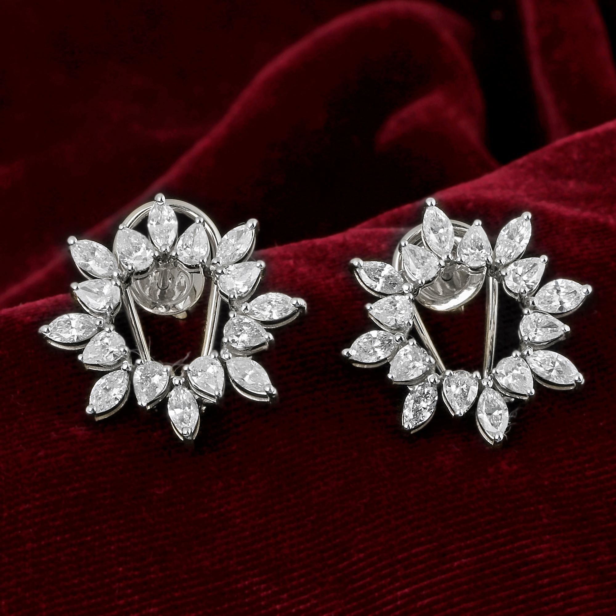 Pear Cut 4.8 Carat SI Clarity HI Color Pear Diamond Starburst Stud Earrings 18 Karat Gold For Sale