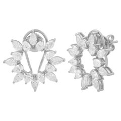 4.8 Carat SI Clarity HI Color Pear Diamond Starburst Stud Earrings 18 Karat Gold