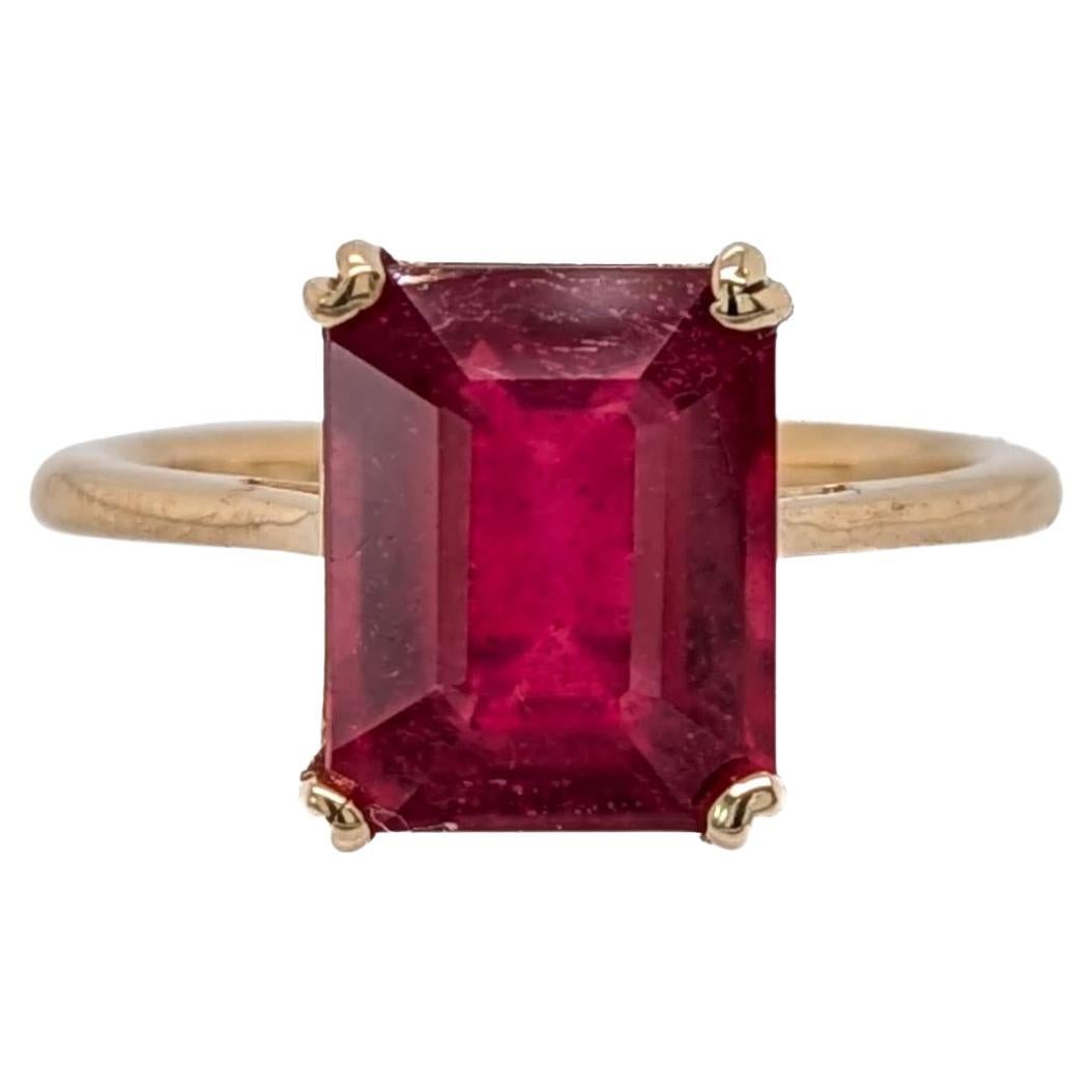 Anillo solitario de 4,8 quilates de rubí de Madagascar en oro amarillo macizo de 14 quilates  EM 10x8mm