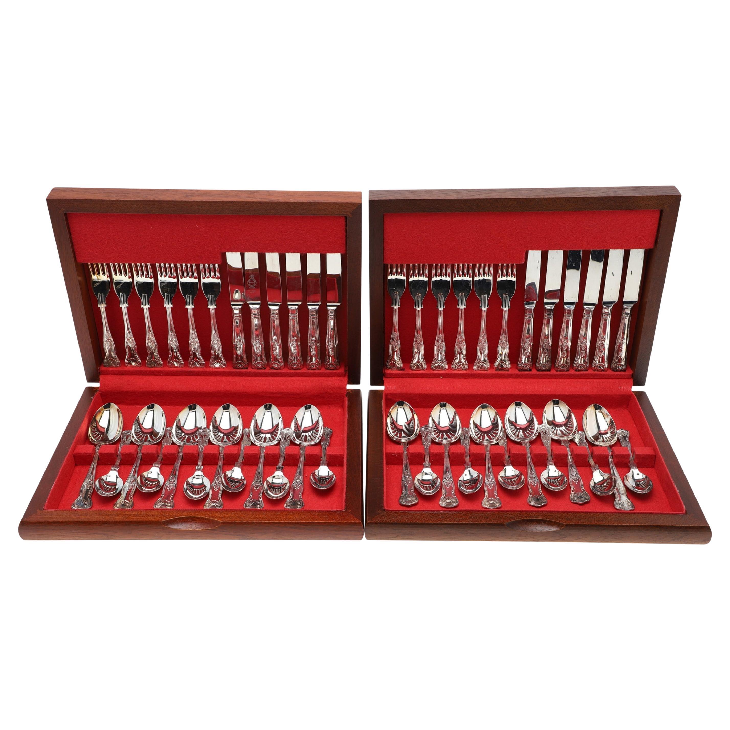 2 Cutlery Set, Silver Plated Dinner Spoon & Fork in Wooden Boxes Tableware X12