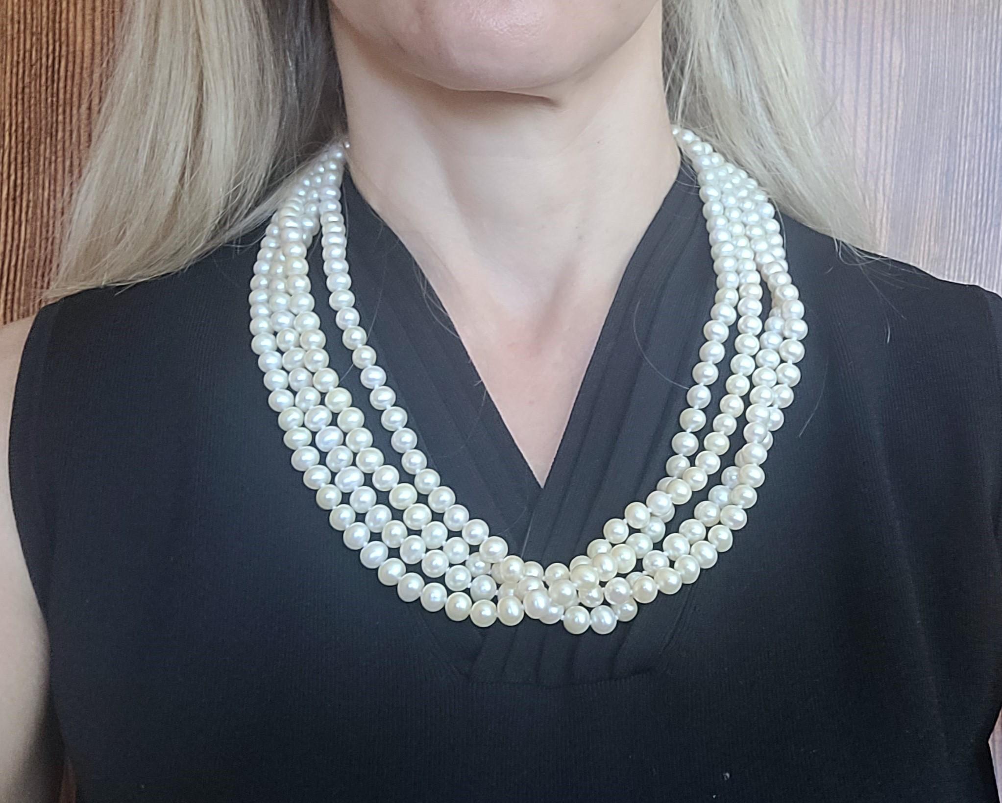 Modern 48 Inch AAA Quality Freshwater Pearl Strand, Knotted, Gorgeous Luster, 8mm Pearl