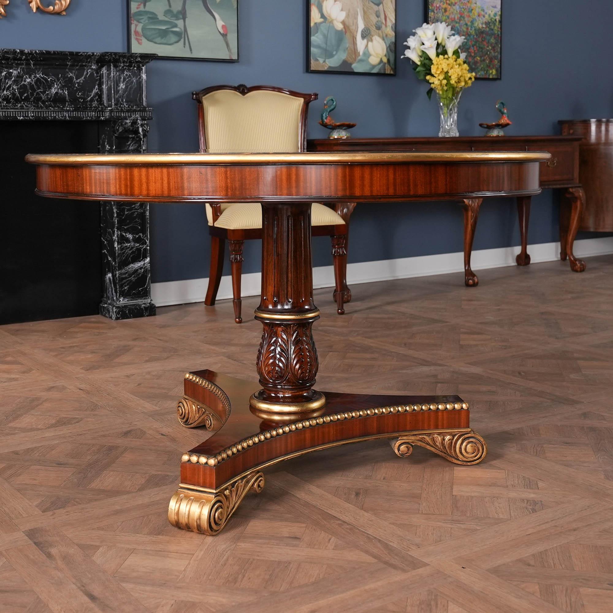 Mesa de comedor redonda de 48 pulgadas Hoja de oro en venta