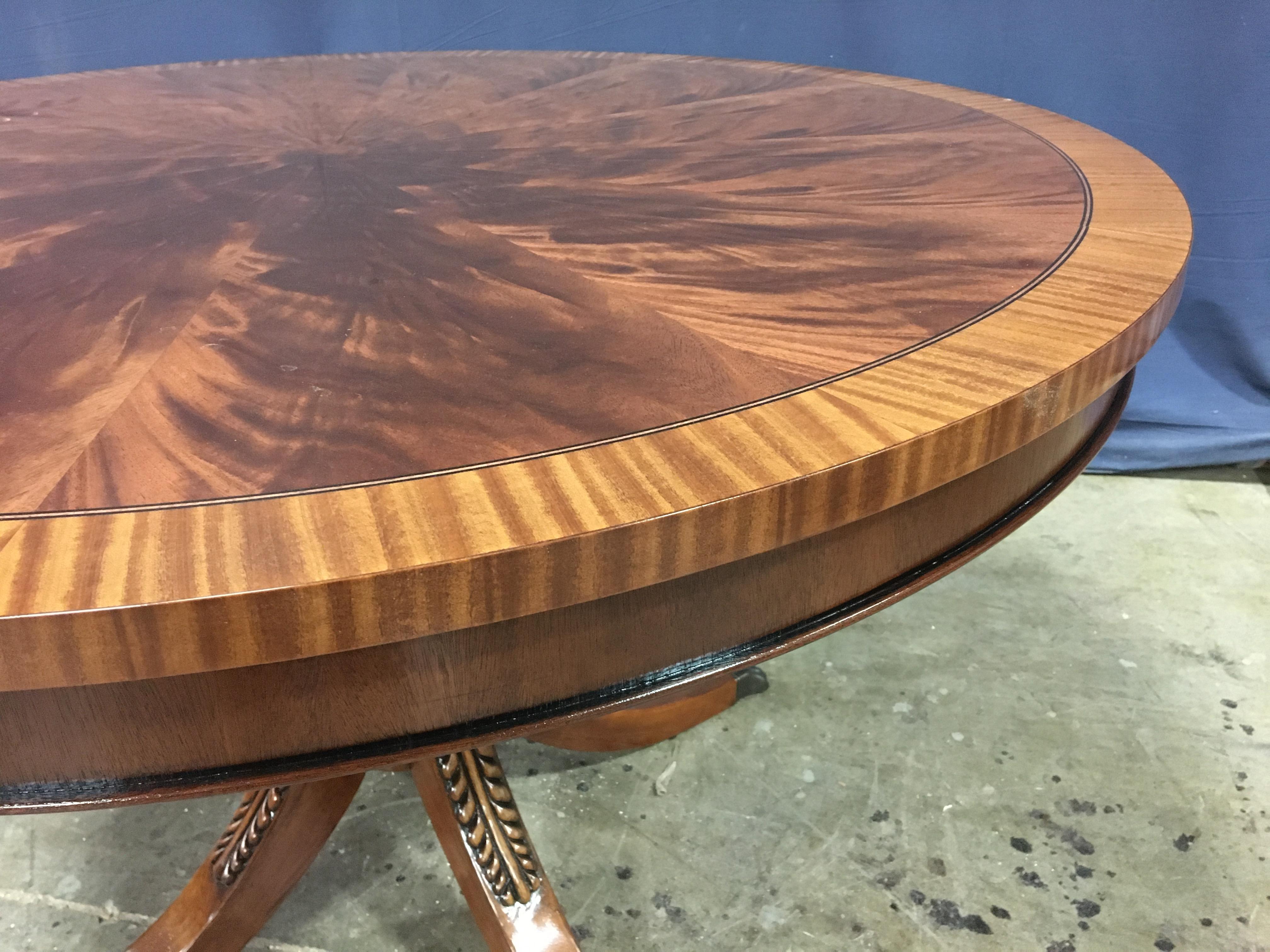 Round Mahogany Georgian Style Pedestal Table by Leighton Hall For Sale 2