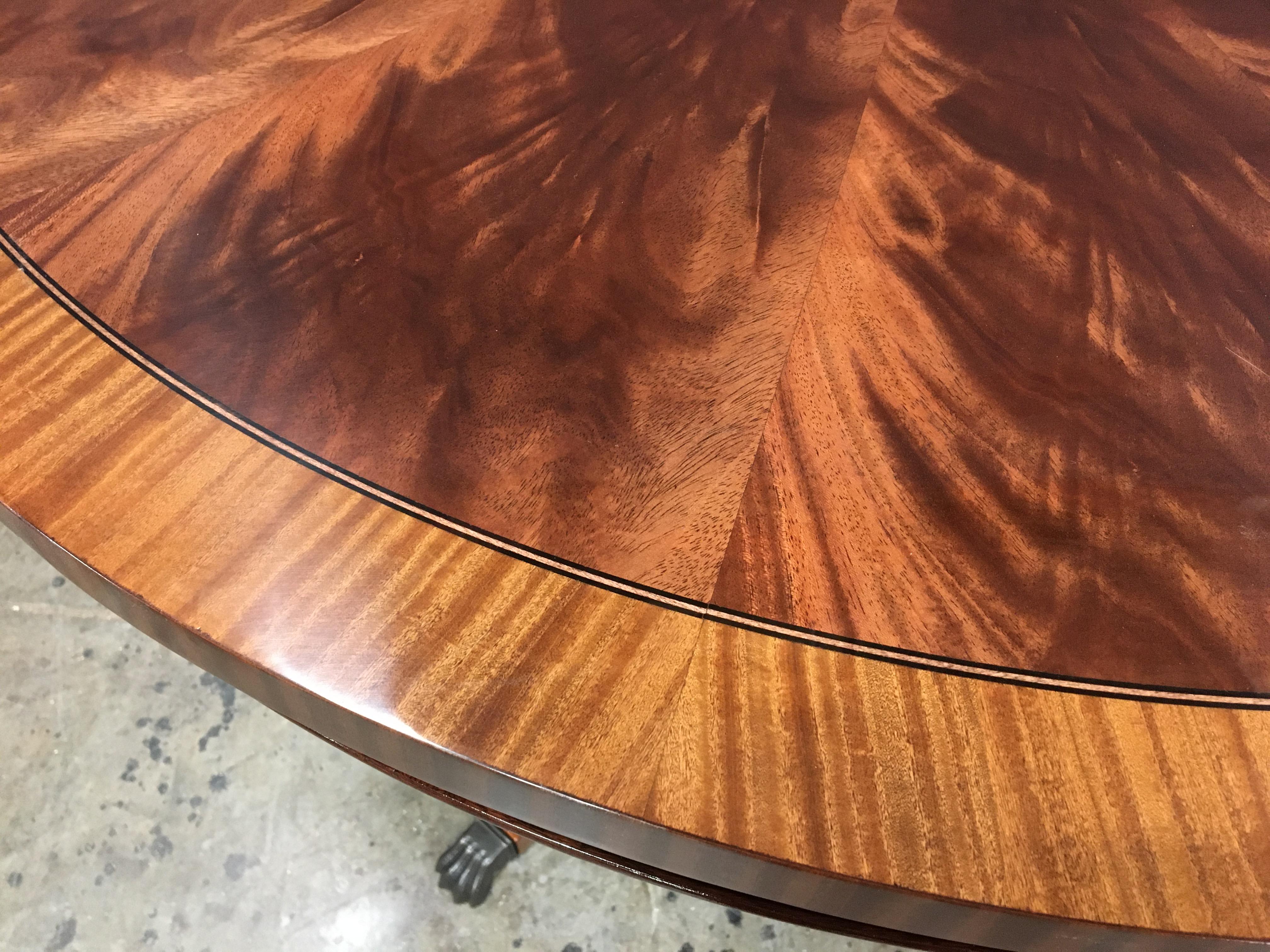 American Round Mahogany Georgian Style Pedestal Table by Leighton Hall For Sale