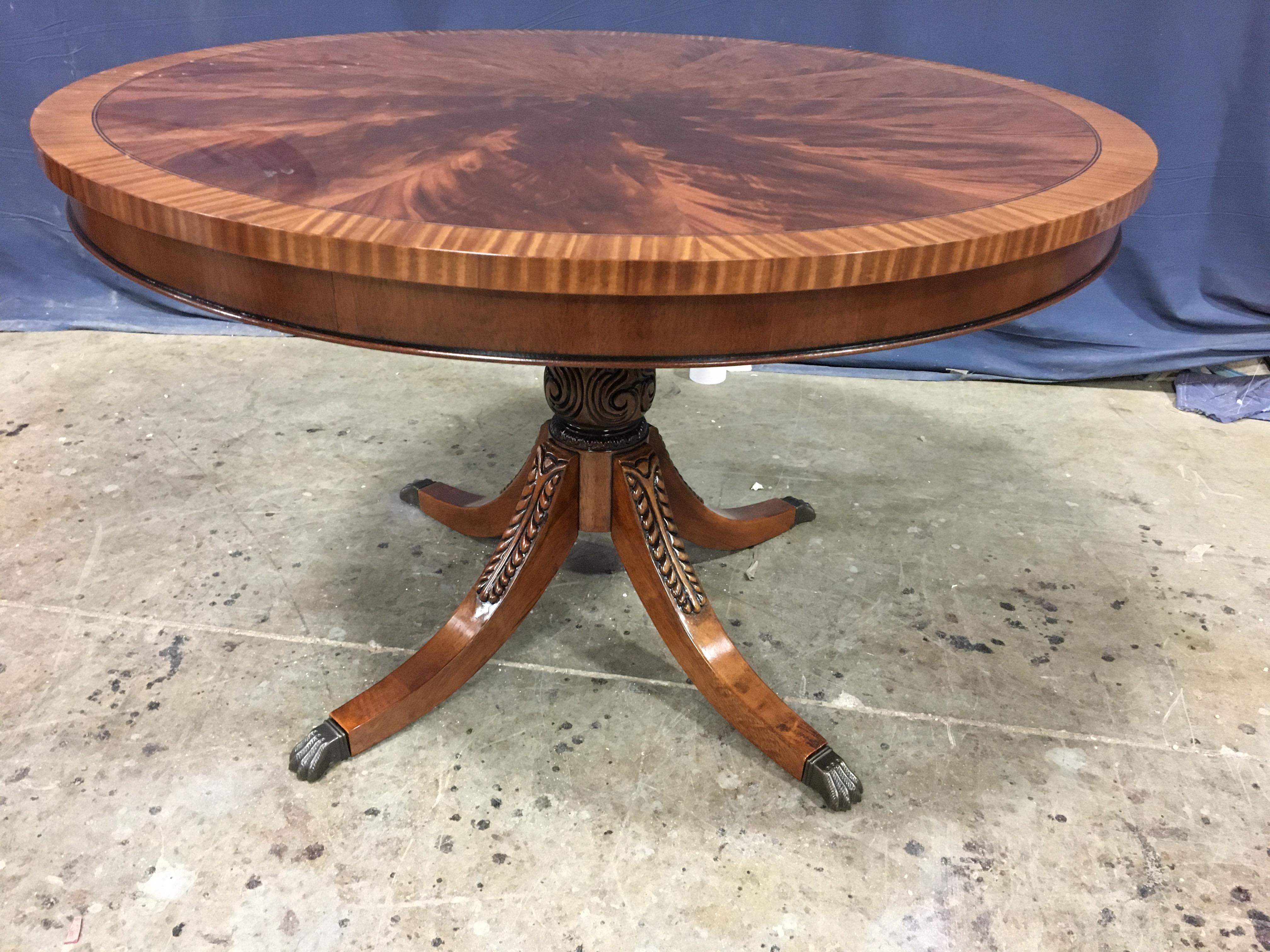 Round Mahogany Georgian Style Pedestal Table by Leighton Hall For Sale 1