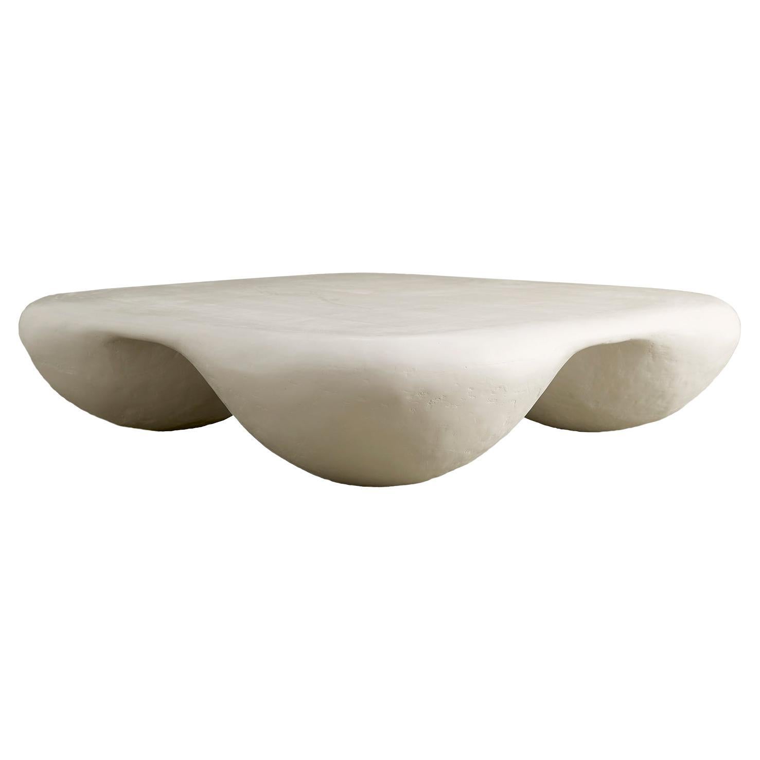 Rounded Square Quad V2 Coffee Table in Natural White Gypsum by Mike Ruiz Serra