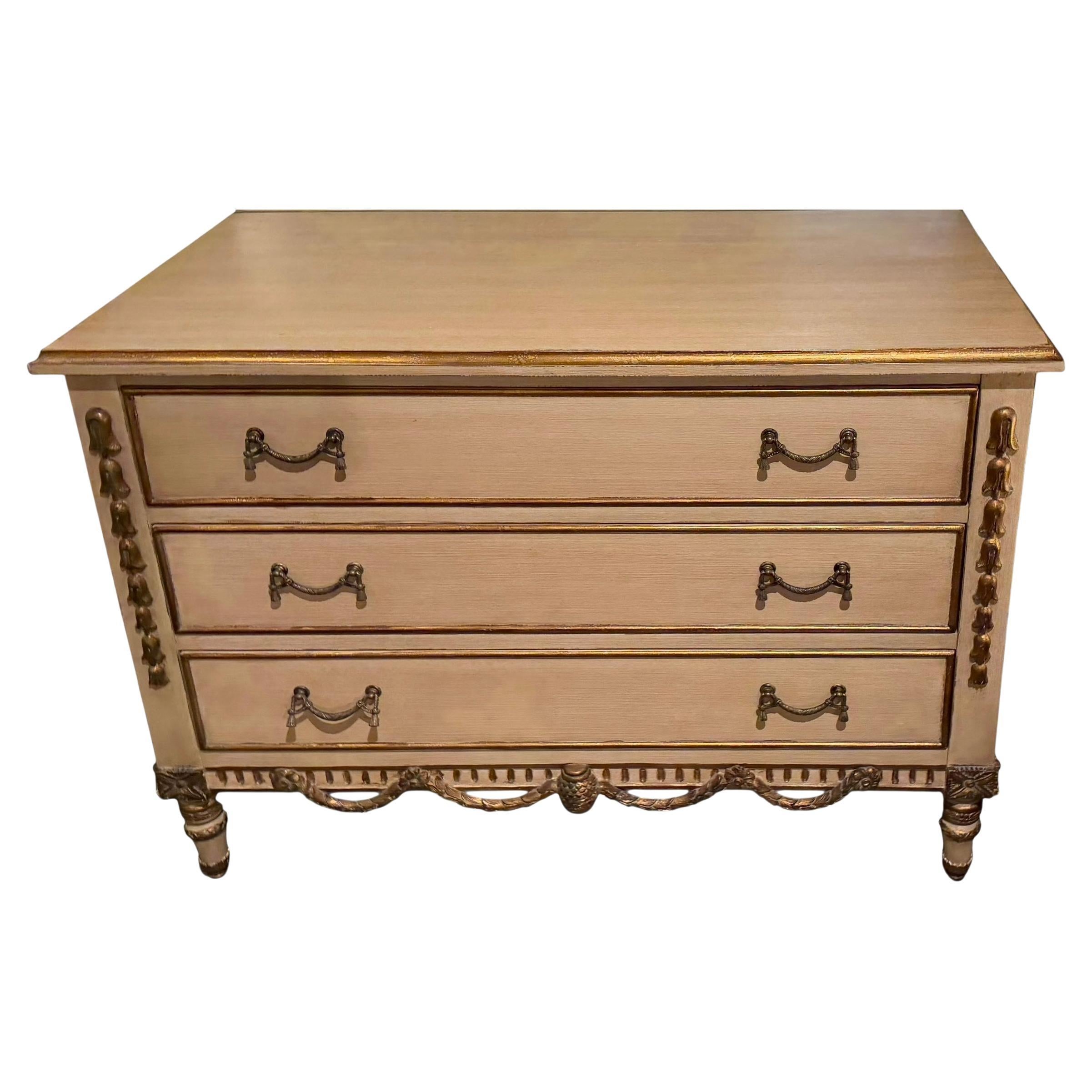 48” Nancy Corzine Neoclassical Ivory Nightstand Commode Chest of Drawers 1 of 2