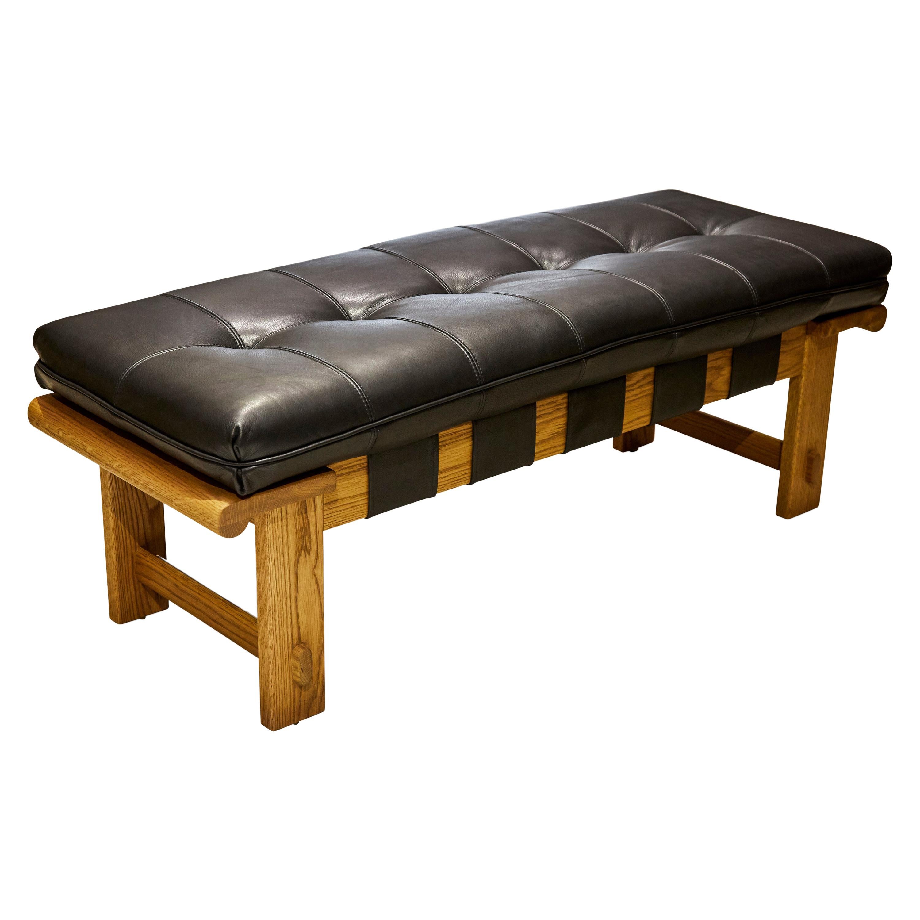Leather and Oak Ojai Bench by Lawson-Fenning 