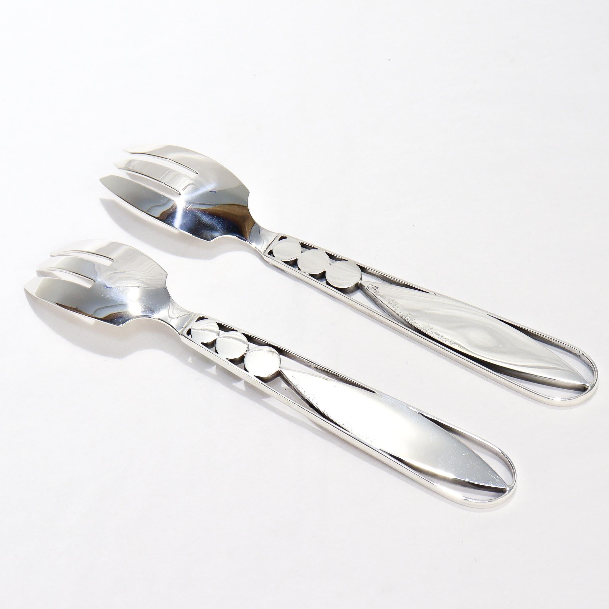 48 Pc. Mardi Jo Cohen Sterling Silver, Blue Formica, & Cabochon Flatware Service For Sale 5