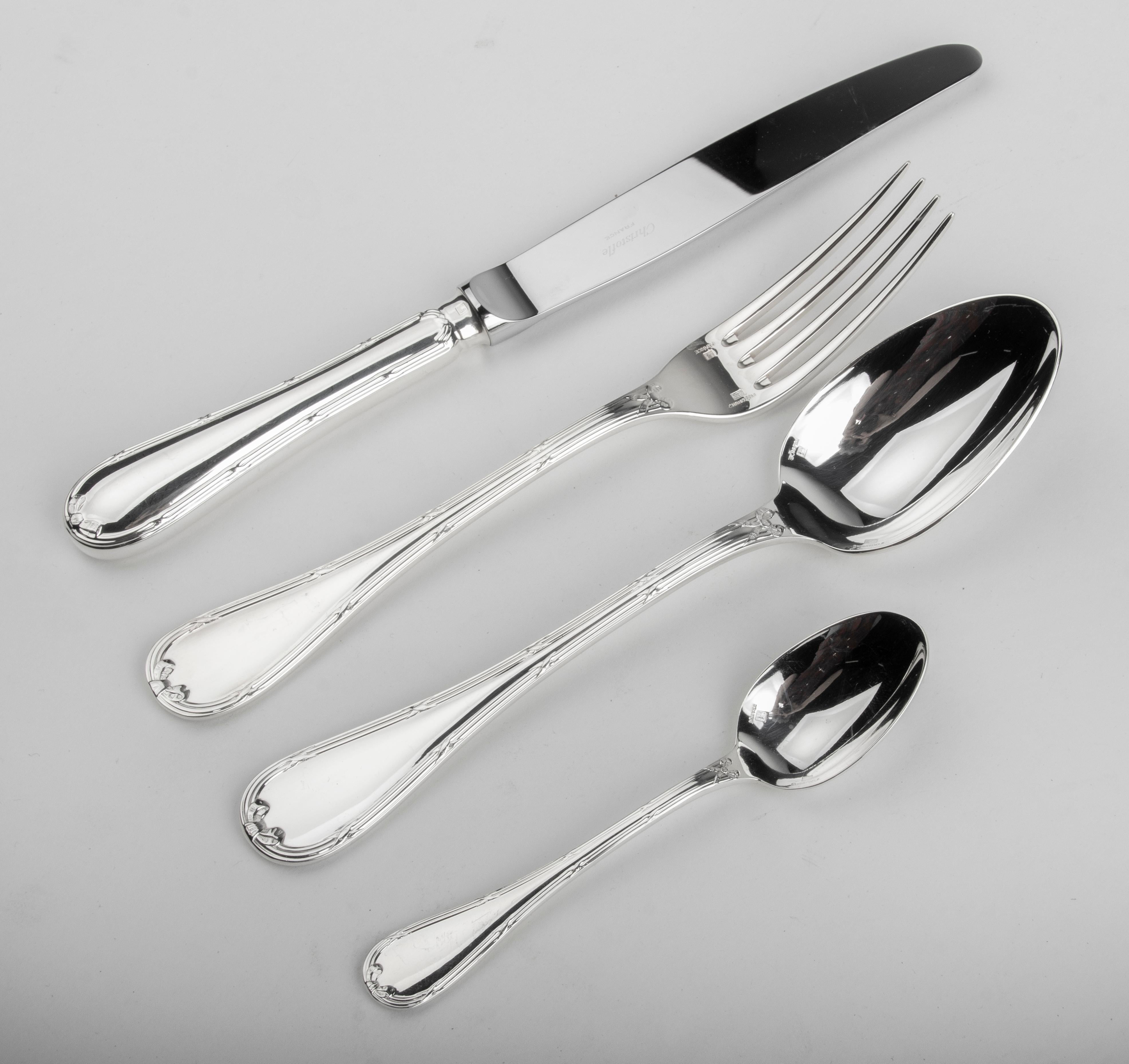 48-piece Set of Silver-plated Christofle Flatware - Rubans 9