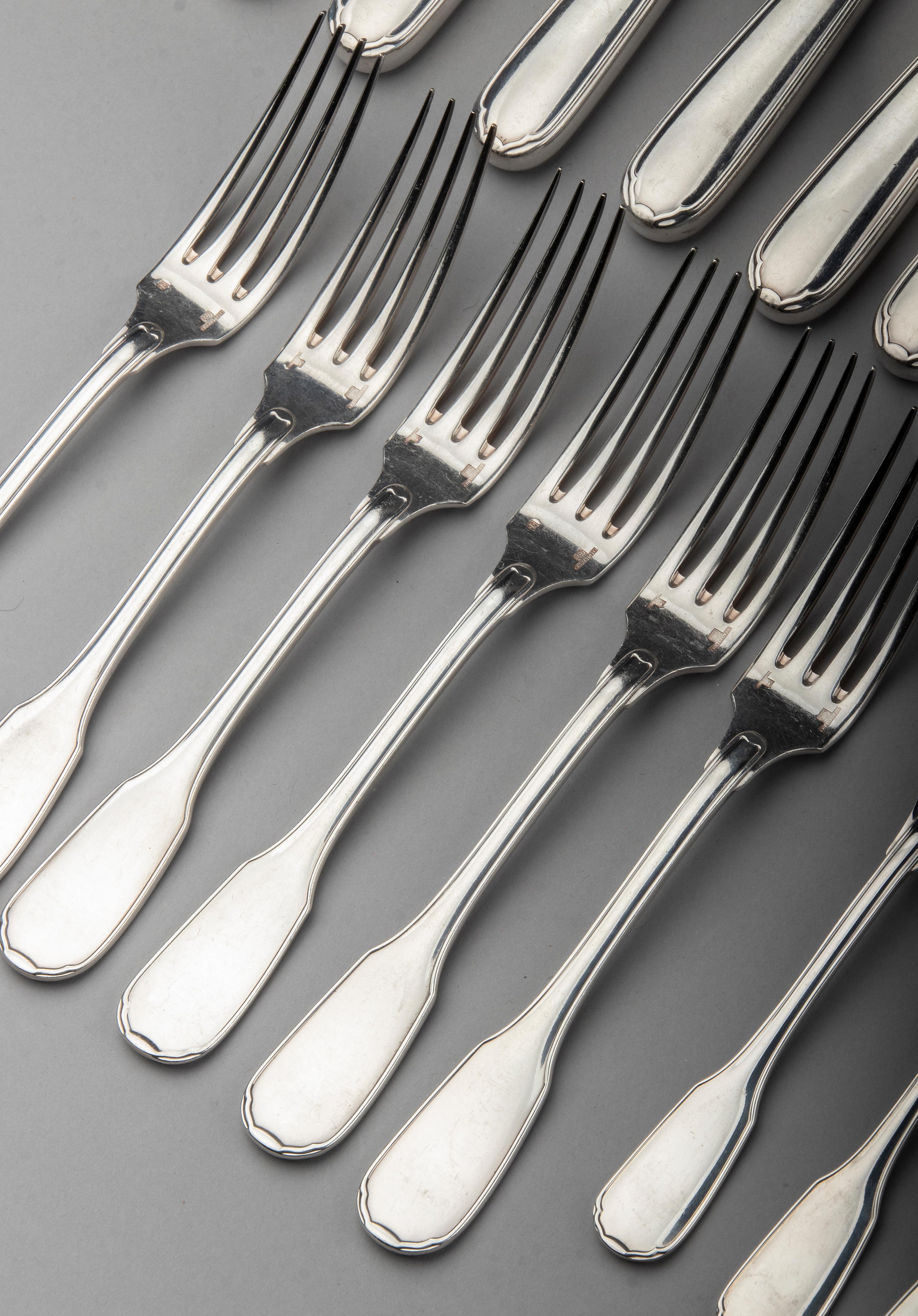 48-Piece Set of Silver Plated Flatware by Christofle Model Versailles 8