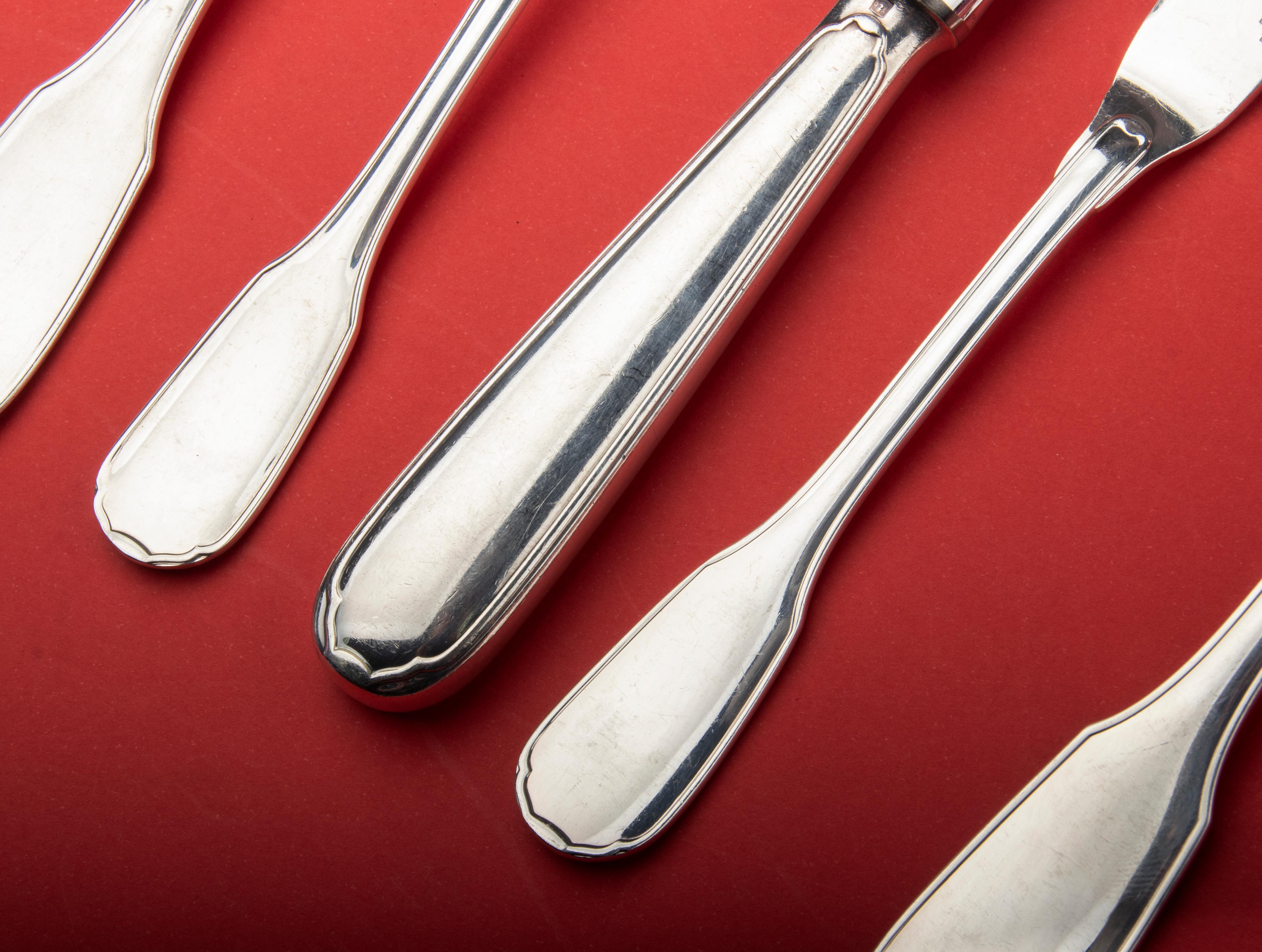 Late 20th Century 48-Piece Set of Silver Plated Flatware by Christofle Model Versailles