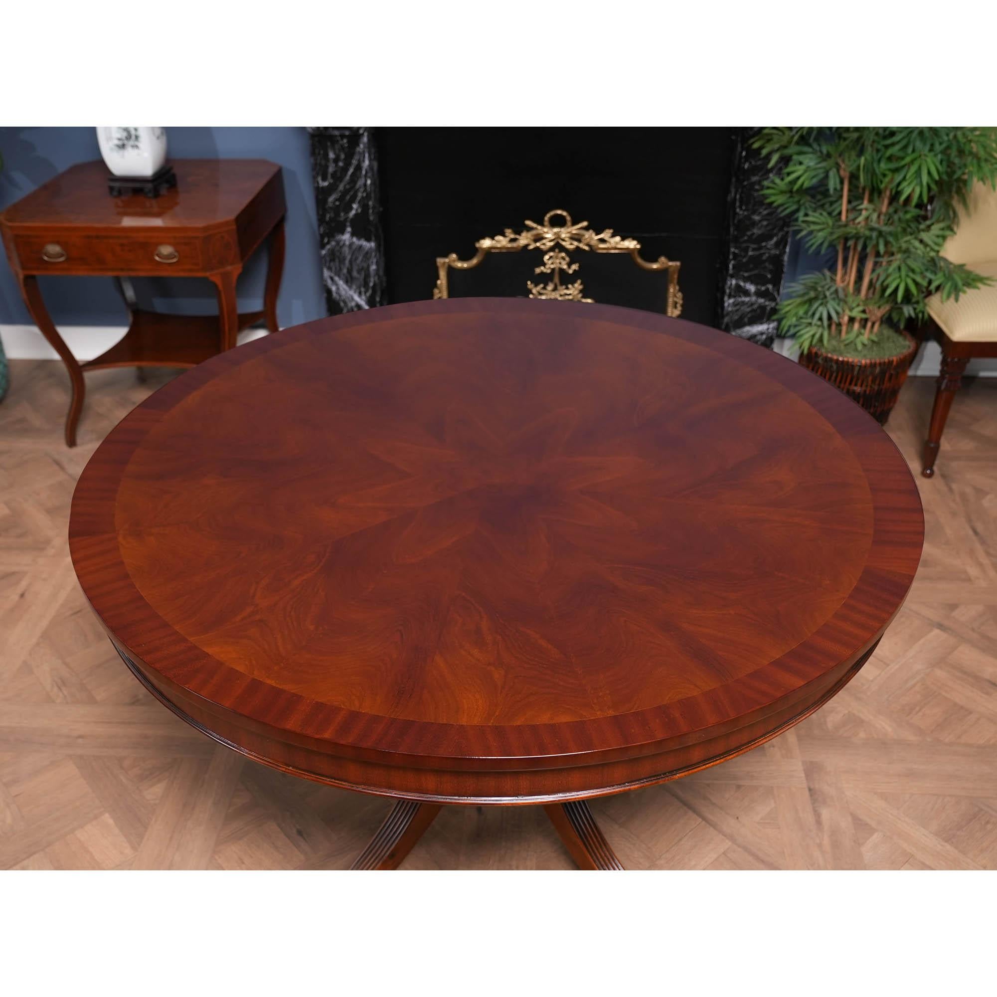 Mahogany 48″ Round Banded Table For Sale