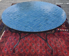 Round Moroccan Mosaic Table, Tamegroute Blue