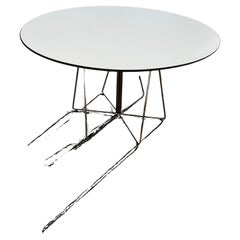 48" Round White Laminate Top Table with Steel Wire Base (2 available)
