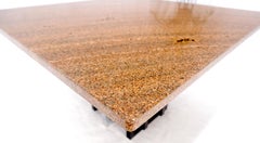 48" Square Granite Top Patinated Brass & Chrome Base Dining Conference Table