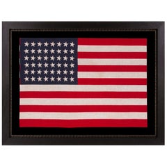 48 Star American Parade Flag with Dancing Rows of Canted Stars, ca 1912-1918