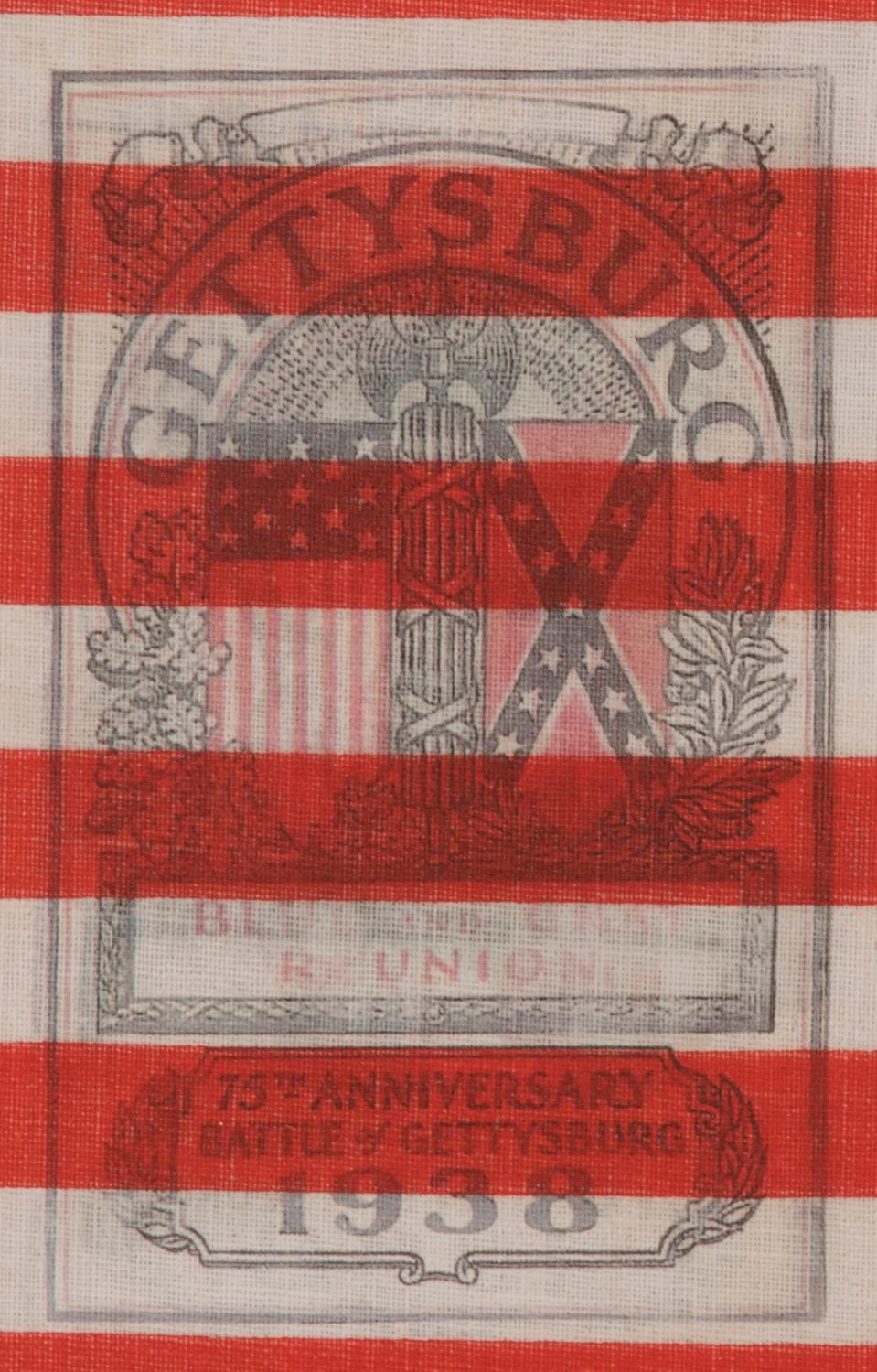 48 Star American Parade Flag with a Rare Gettysburg Two Color Overprint In Good Condition In York County, PA