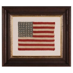 48 Star Used American Flag, with Hand-Crocheted Stars, ca 1917-1918