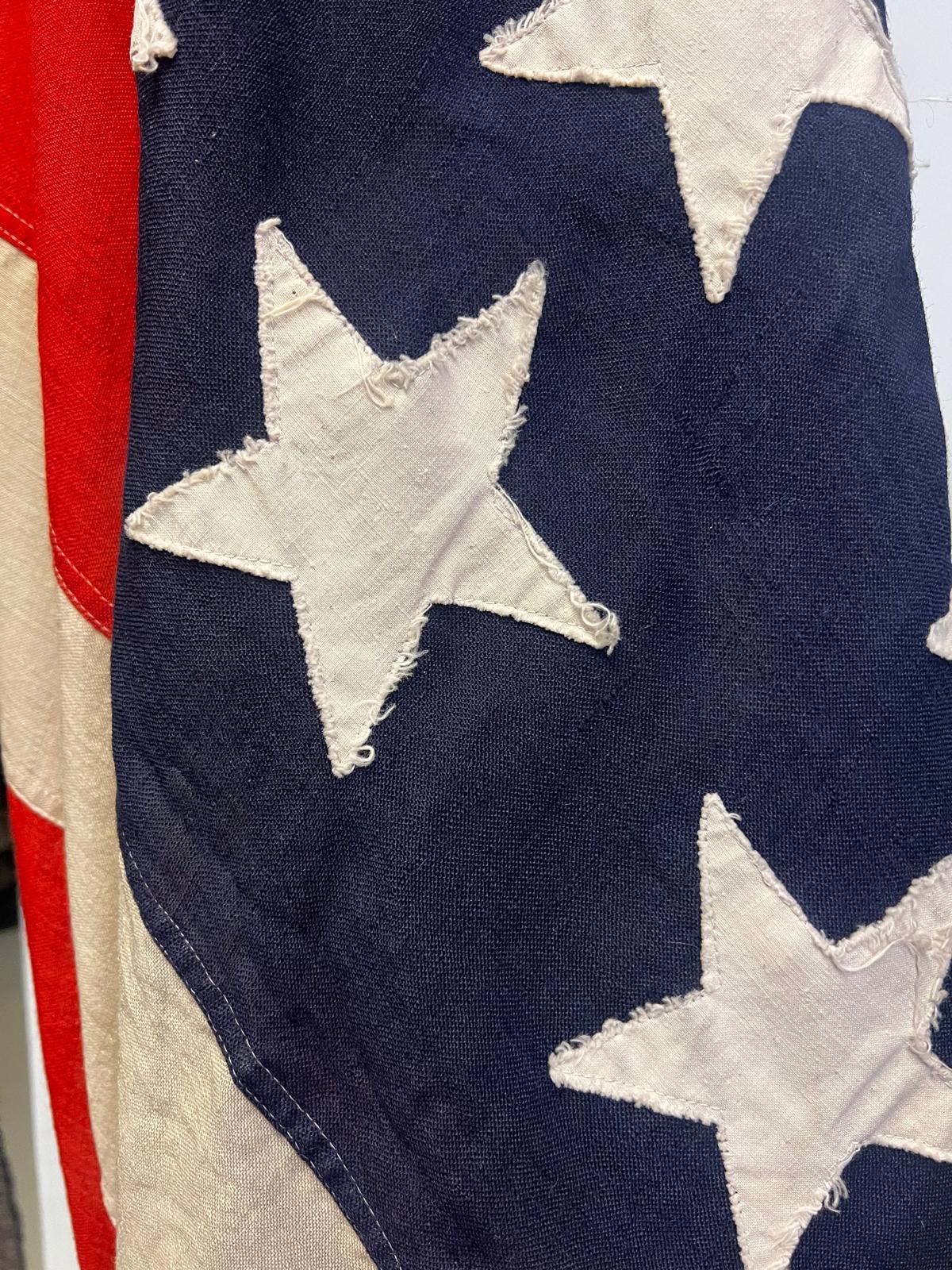 Hand-Crafted 48 Star Antique American Handmade Flag Normandy D-day