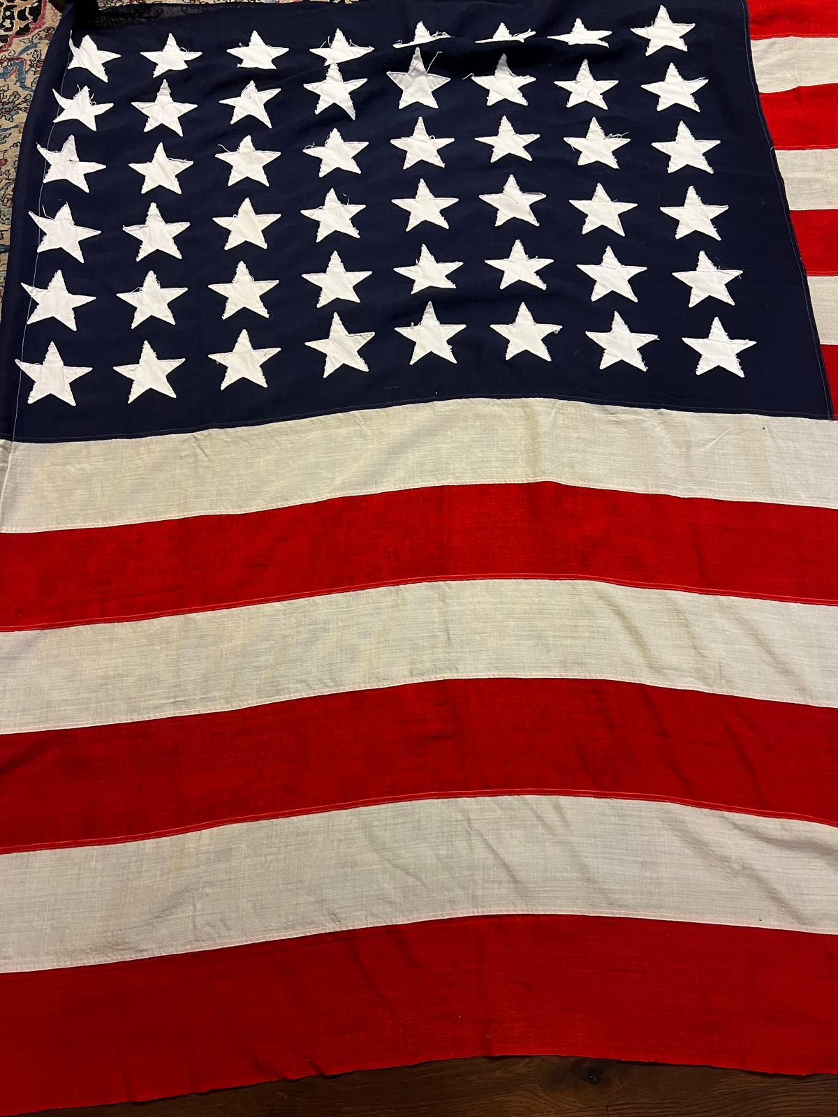 Cotton 48 Star Antique American Handmade Flag Normandy D-day