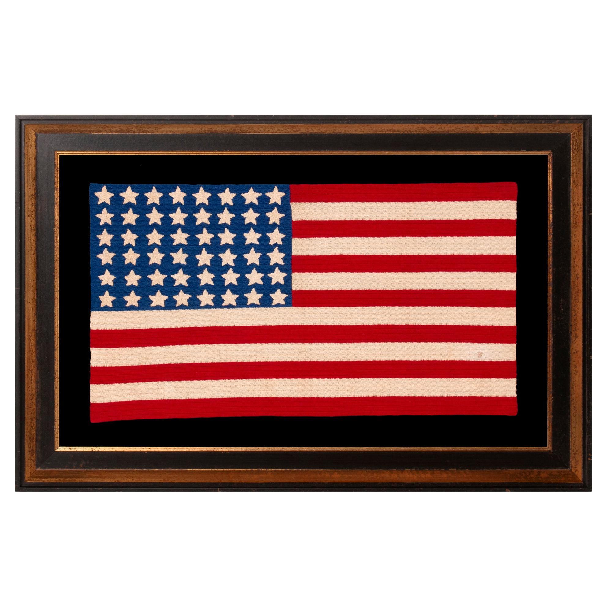 48 Star Crocheted American Flag, With Beautiful Striking Colors, ca 1941-1945