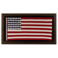 Retro 48 Star Crocheted Homemade American Flag, WWII Era, 1941-1945