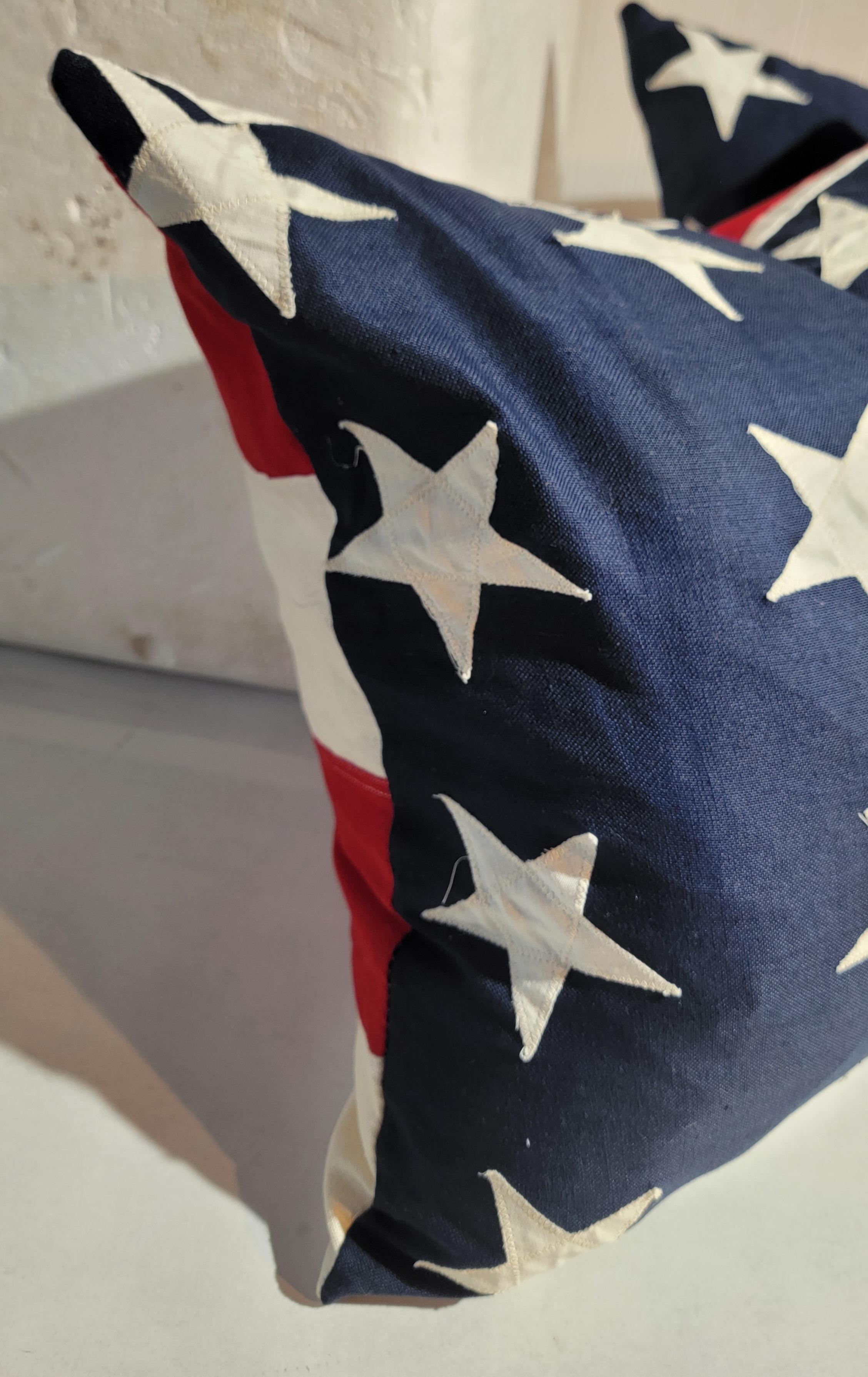 Folk Art 48 Star Flag Pillows -Pair For Sale