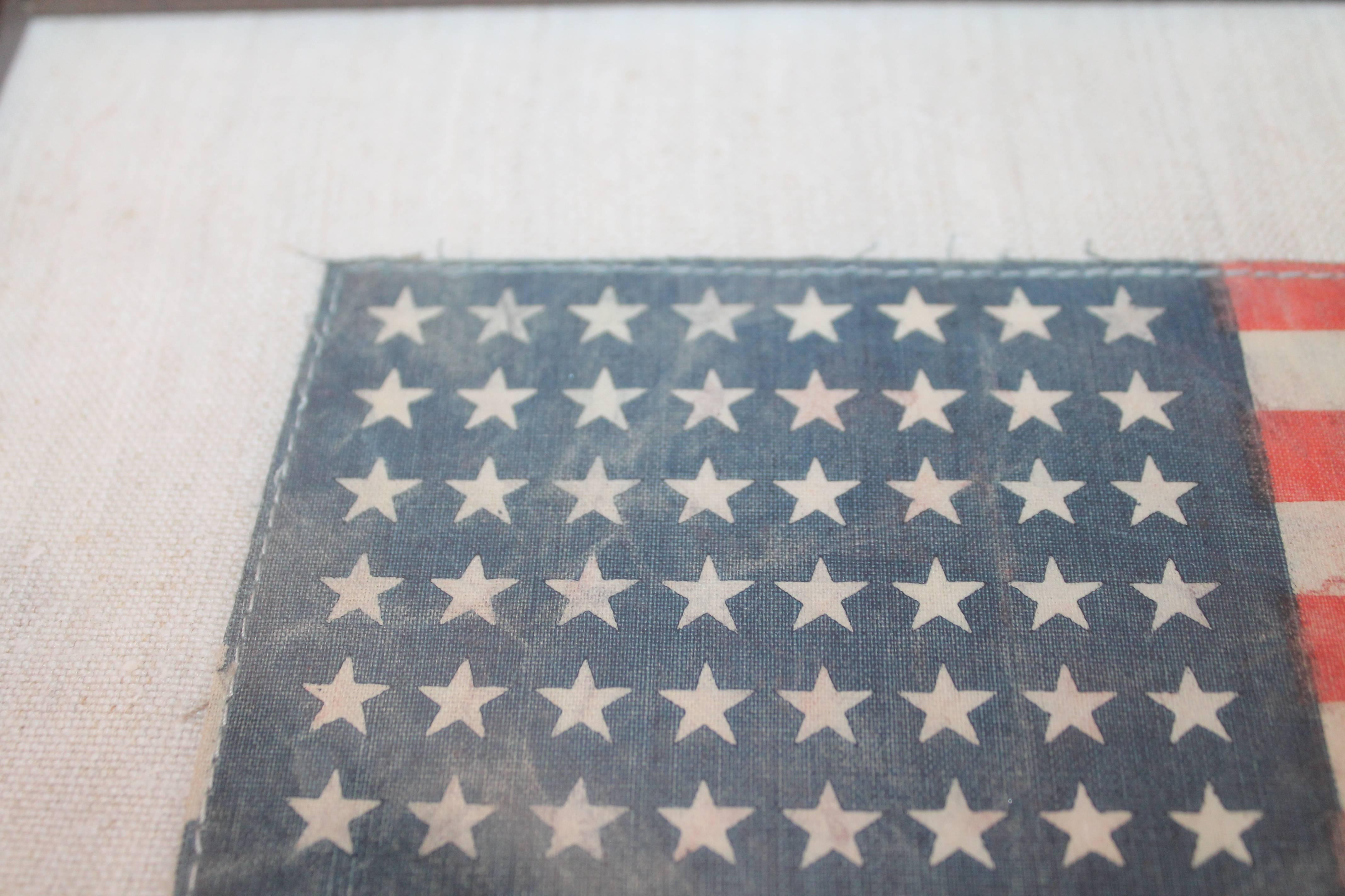 American 48 Star Oil Cloth Flag on Linen Backing For Sale