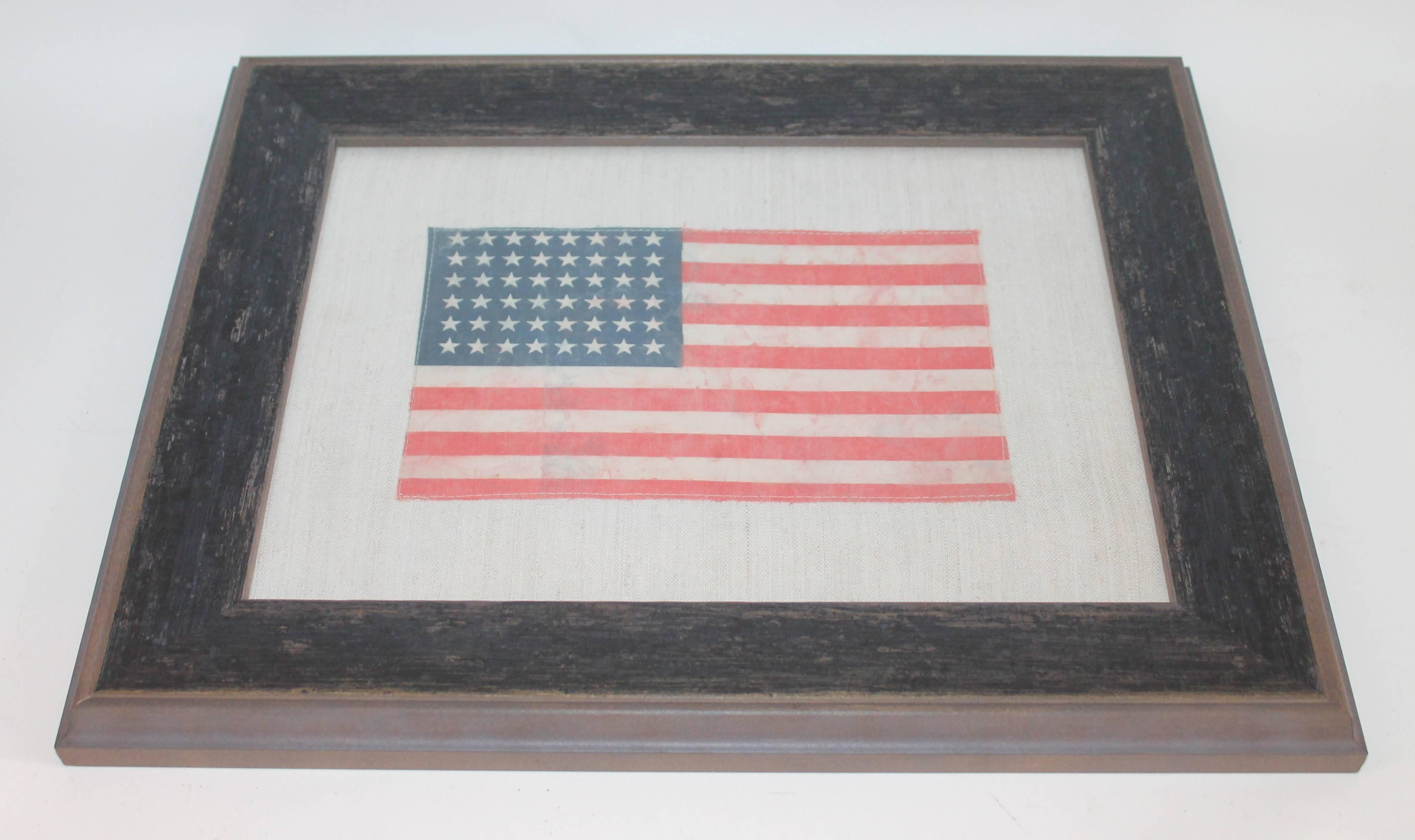 20th Century 48 Star Oil Cloth Flag on Linen Backing For Sale