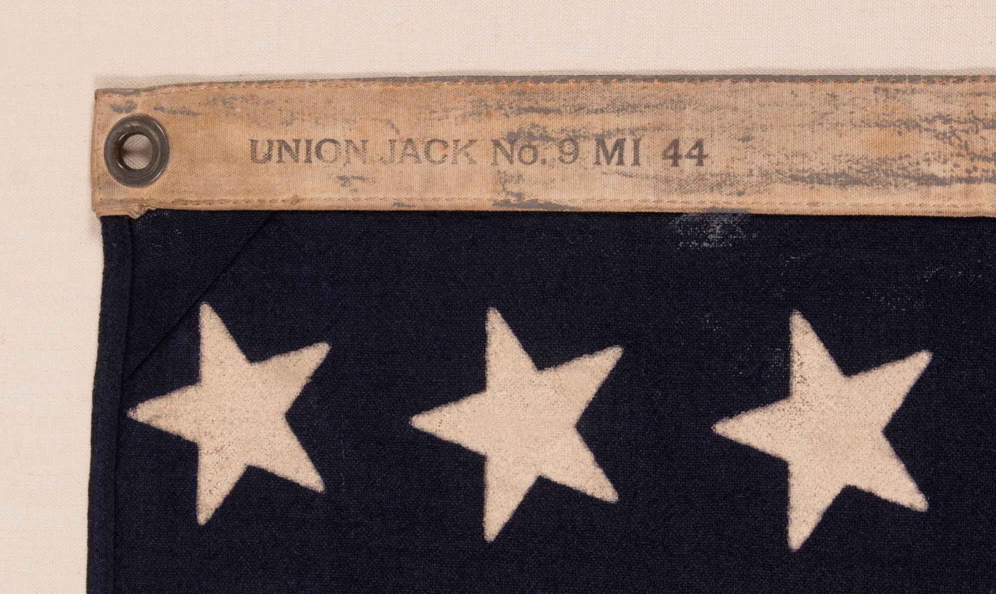Mid-20th Century 48 Star US Navy Jack Made at Mare Island, California, Dated 1944 For Sale