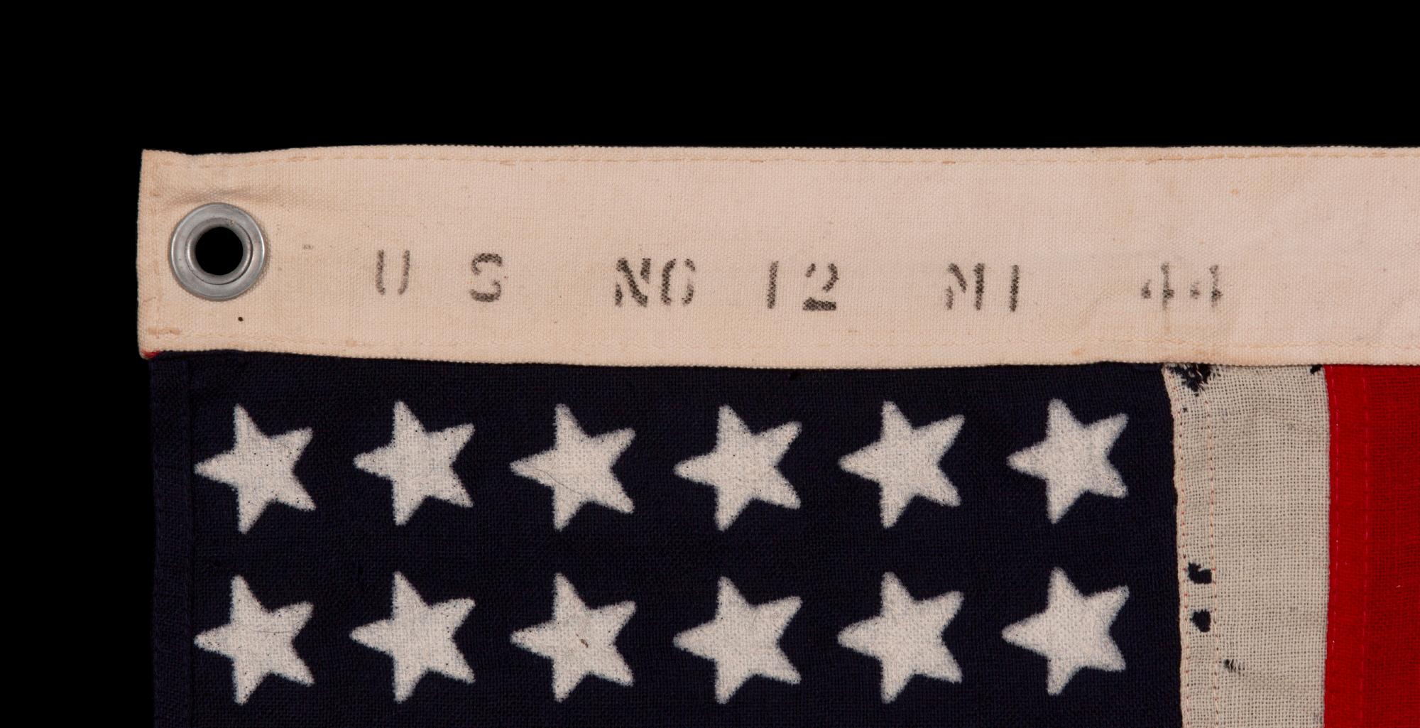 Mid-20th Century 48 Star, US Navy Small Boat Ensign, Made at Mare Island, CA ca 1944 For Sale