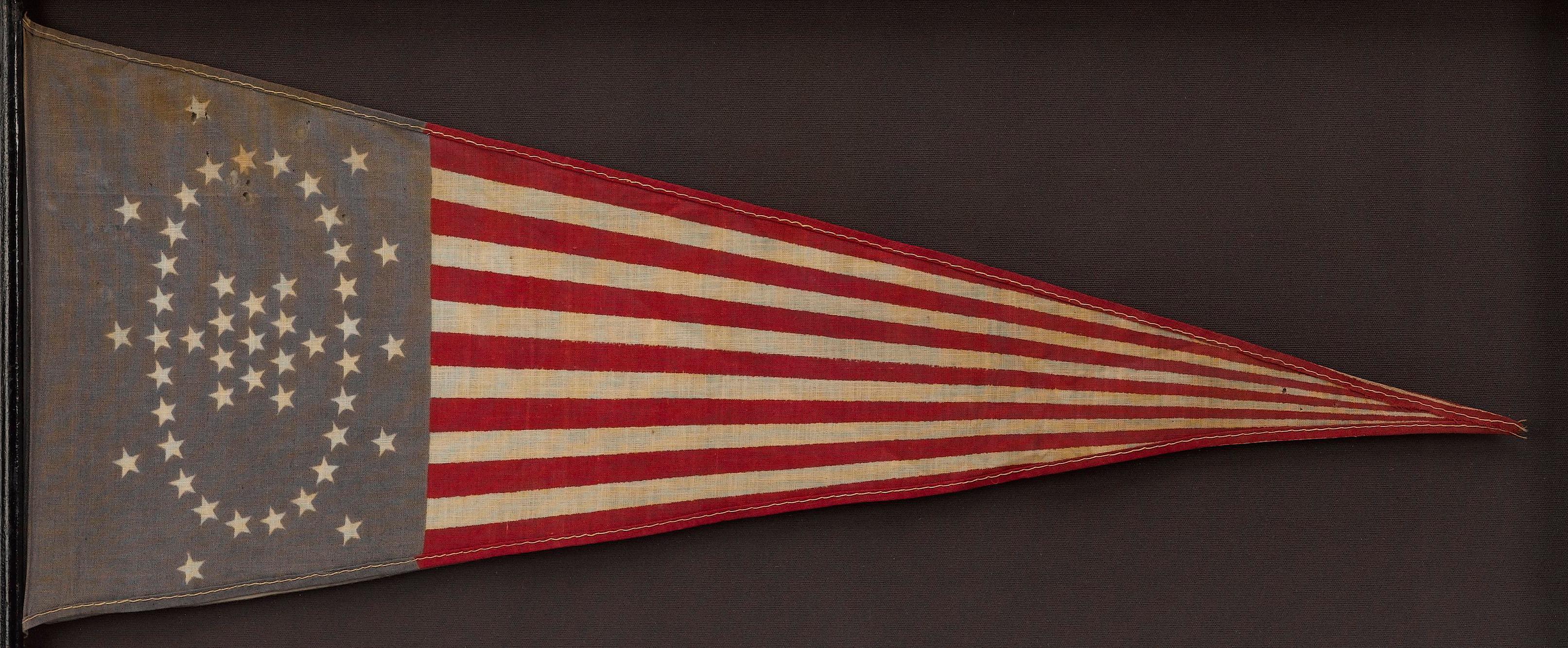 48-Star Whipple Flag Pennant, Circa 1912 In Good Condition In Colorado Springs, CO