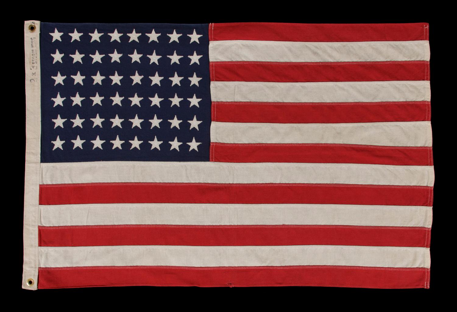 48 stars on a small-scale flag of the mid-19th century, signed 
