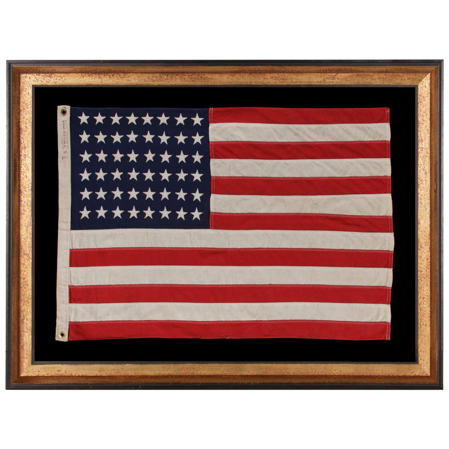 48 Stars on a Small-Scale Flag , Signed "Storm King"