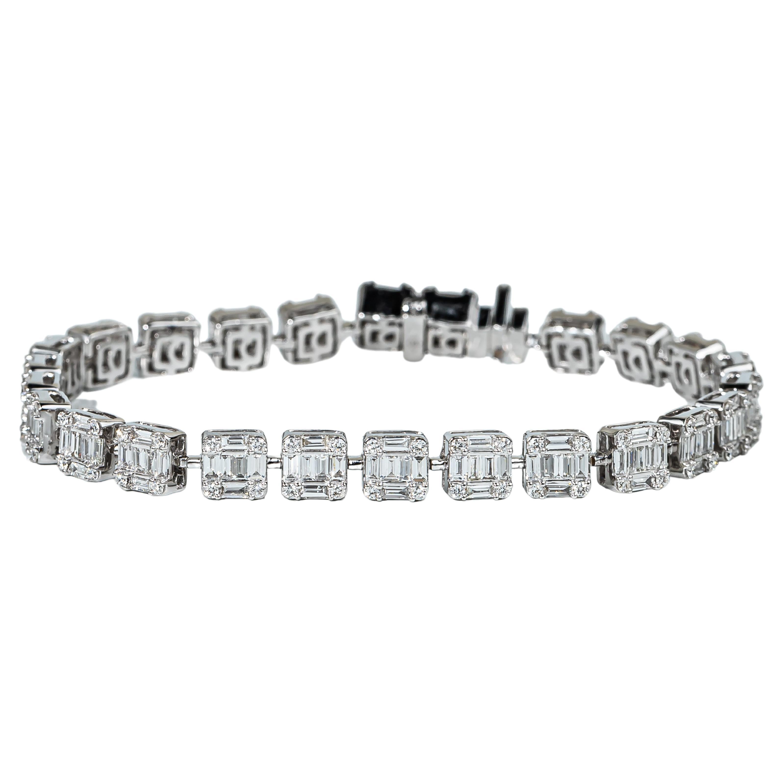 Art Deco Baguette Diamant Tennisarmband - 4,8 Tcw  18K Weißgold  CustomMade