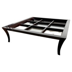 48" x 48" Modern Walnut with Glass Inserts Coffee Table